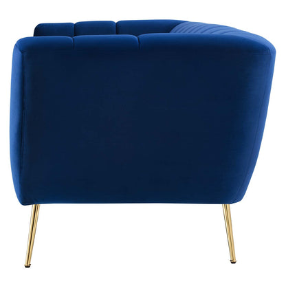 Favour Channel Tufted Performance Velvet Sofa, Velvet, Blue Navy, 19981