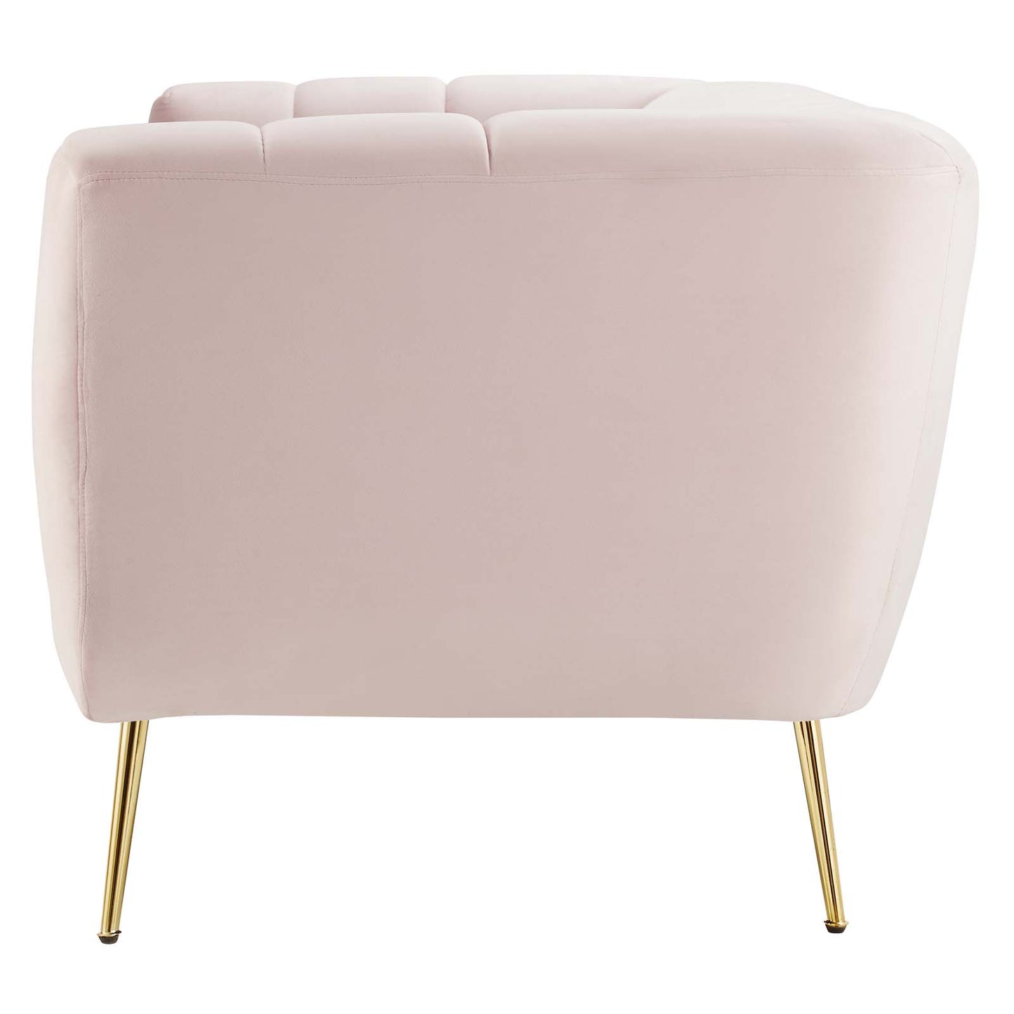 Favour Channel Tufted Performance Velvet Sofa, Velvet, Pink, 19982