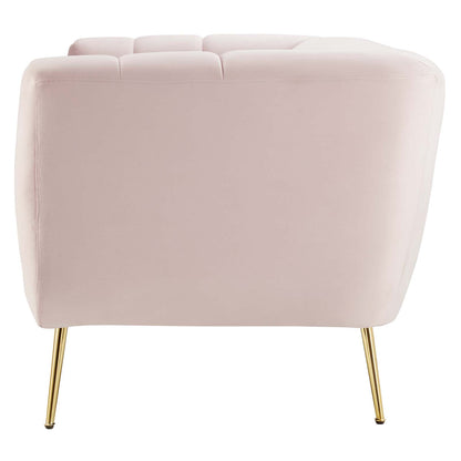 Favour Channel Tufted Performance Velvet Sofa, Velvet, Pink, 19982