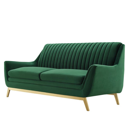 Winsome Channel Tufted Performance Velvet Sofa, Velvet, Green, 19983
