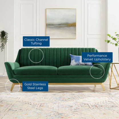 Winsome Channel Tufted Performance Velvet Sofa, Velvet, Green, 19983