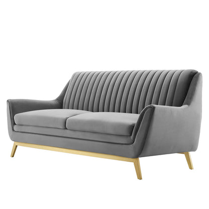Winsome Channel Tufted Performance Velvet Sofa, Velvet, Grey Gray, 19984