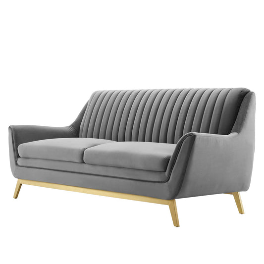 Winsome Channel Tufted Performance Velvet Sofa, Velvet, Grey Gray, 19984