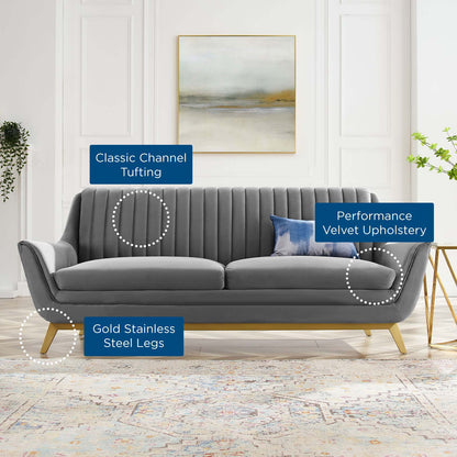 Winsome Channel Tufted Performance Velvet Sofa, Velvet, Grey Gray, 19984