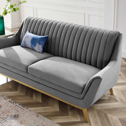 Winsome Channel Tufted Performance Velvet Sofa, Velvet, Grey Gray, 19984