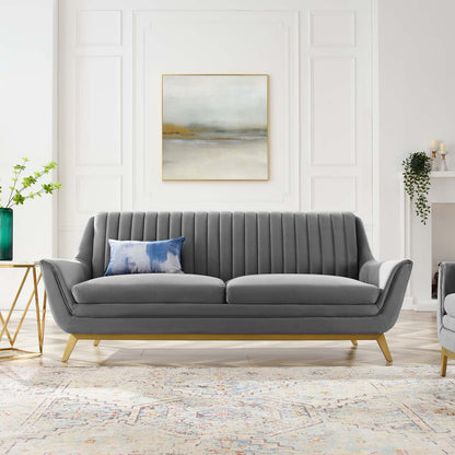 Winsome Channel Tufted Performance Velvet Sofa, Velvet, Grey Gray, 19984
