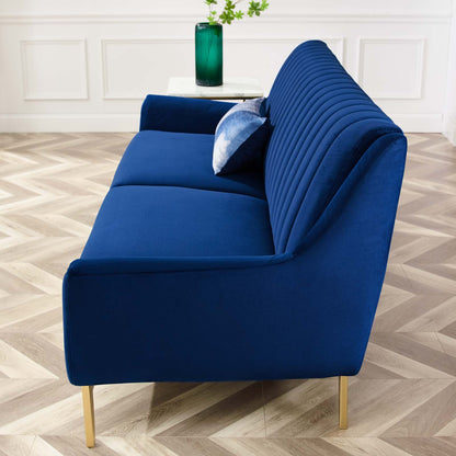 Winsome Channel Tufted Performance Velvet Sofa, Velvet, Blue Navy, 19985