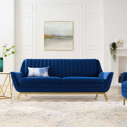 Winsome Channel Tufted Performance Velvet Sofa, Velvet, Blue Navy, 19985