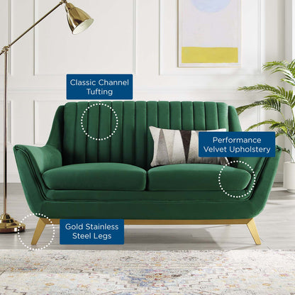 Winsome Channel Tufted Performance Velvet Loveseat, Velvet, Green, 19986