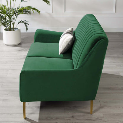 Winsome Channel Tufted Performance Velvet Loveseat, Velvet, Green, 19986