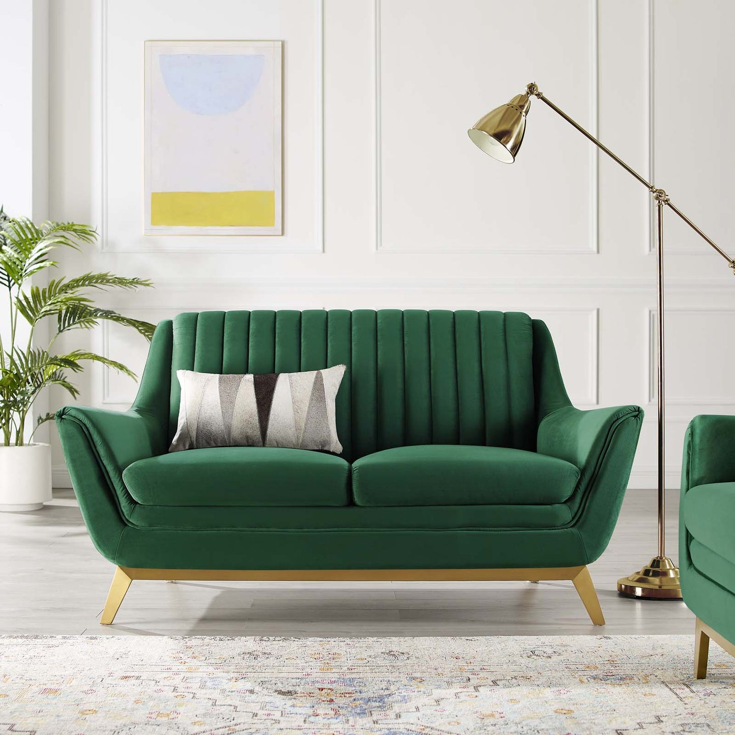 Winsome Channel Tufted Performance Velvet Loveseat, Velvet, Green, 19986