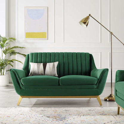 Winsome Channel Tufted Performance Velvet Loveseat, Velvet, Green, 19986