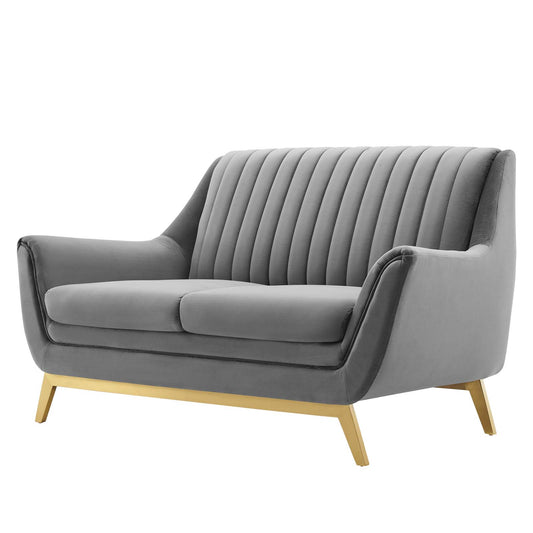 Winsome Channel Tufted Performance Velvet Loveseat, Velvet, Grey Gray, 19987
