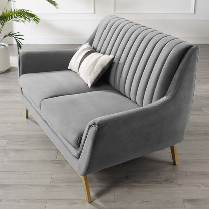Winsome Channel Tufted Performance Velvet Loveseat, Velvet, Grey Gray, 19987