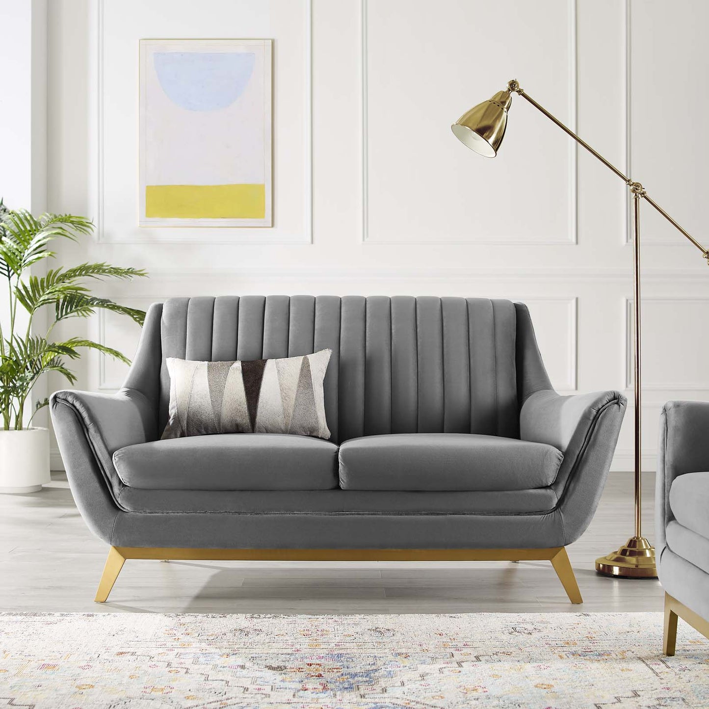 Winsome Channel Tufted Performance Velvet Loveseat, Velvet, Grey Gray, 19987