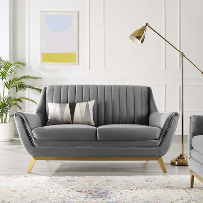 Winsome Channel Tufted Performance Velvet Loveseat, Velvet, Grey Gray, 19987