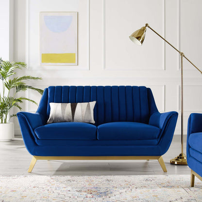 Winsome Channel Tufted Performance Velvet Loveseat, Velvet, Blue Navy, 19988