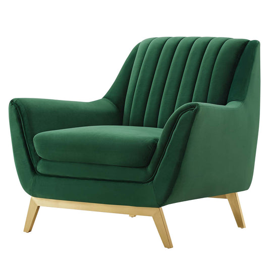 Winsome Channel Tufted Performance Velvet Armchair, Velvet, Green, 19989