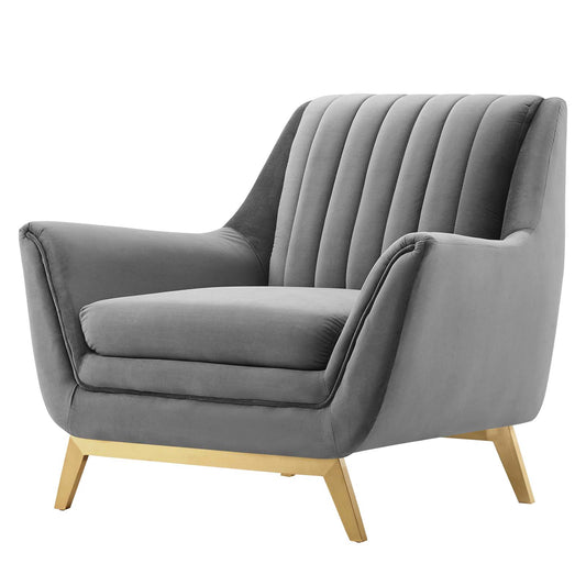 Winsome Channel Tufted Performance Velvet Armchair, Velvet, Grey Gray, 19990