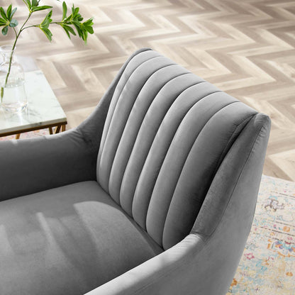 Winsome Channel Tufted Performance Velvet Armchair, Velvet, Grey Gray, 19990