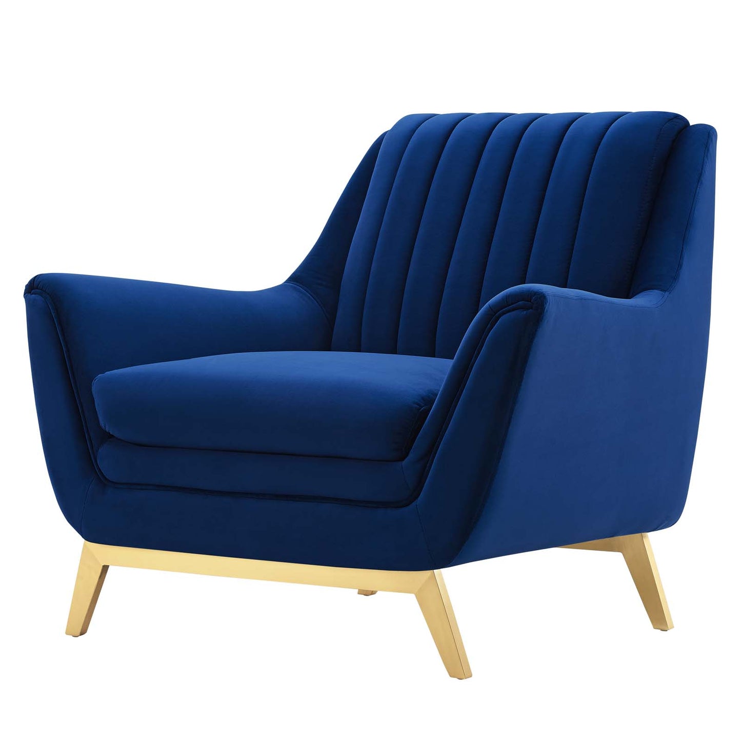Winsome Channel Tufted Performance Velvet Armchair, Velvet, Blue Navy, 19991