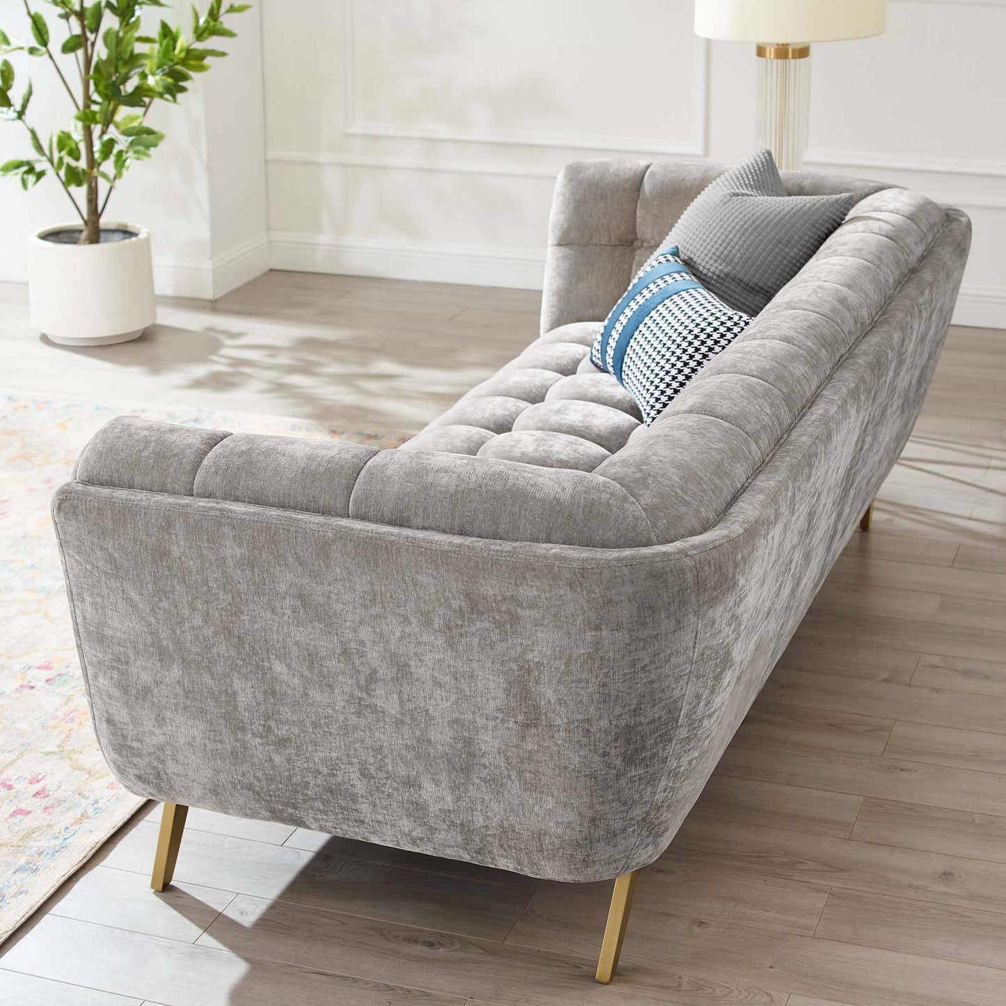 Bestow Crushed Performance Velvet Sofa, Velvet, Light Grey Gray, 19992