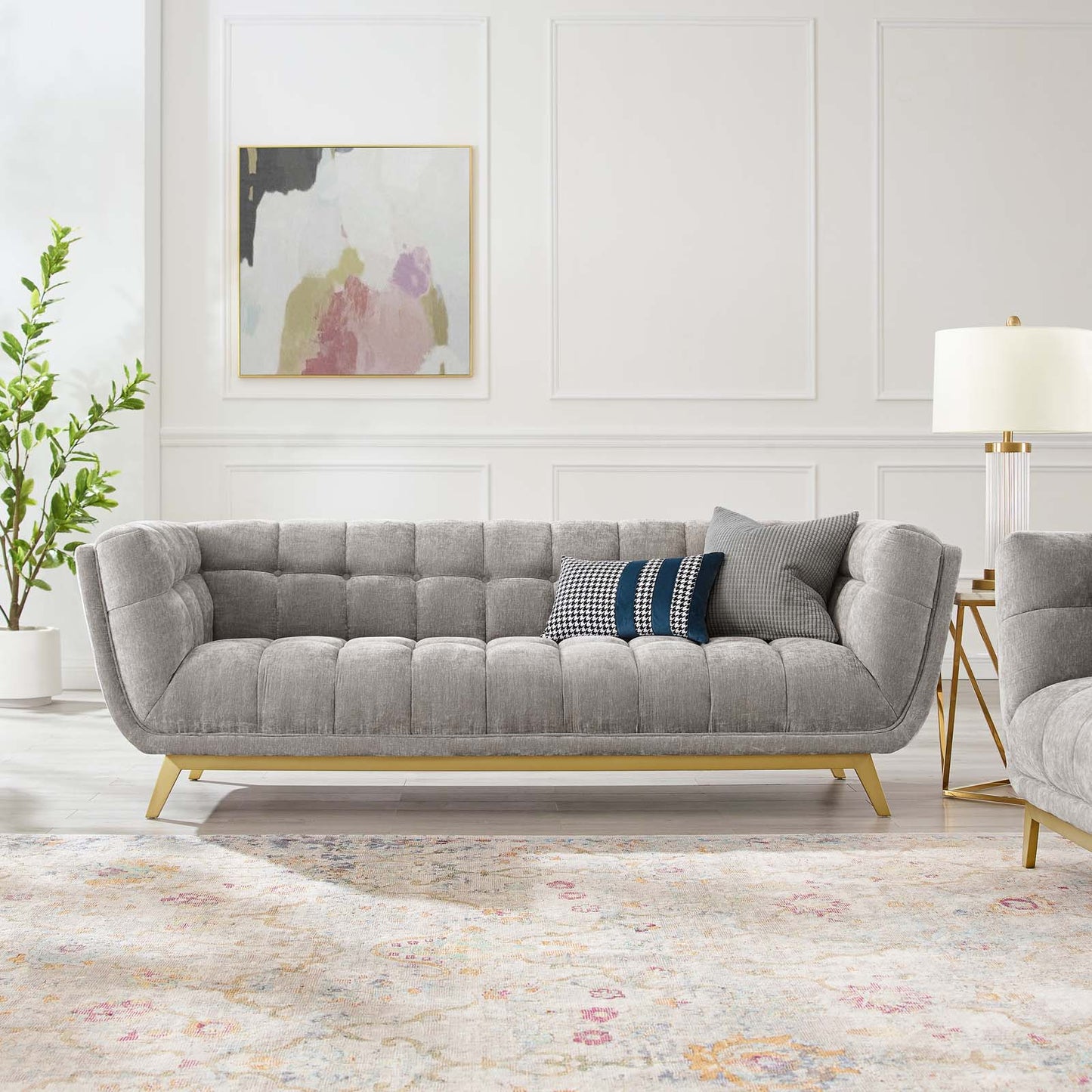 Bestow Crushed Performance Velvet Sofa, Velvet, Light Grey Gray, 19992