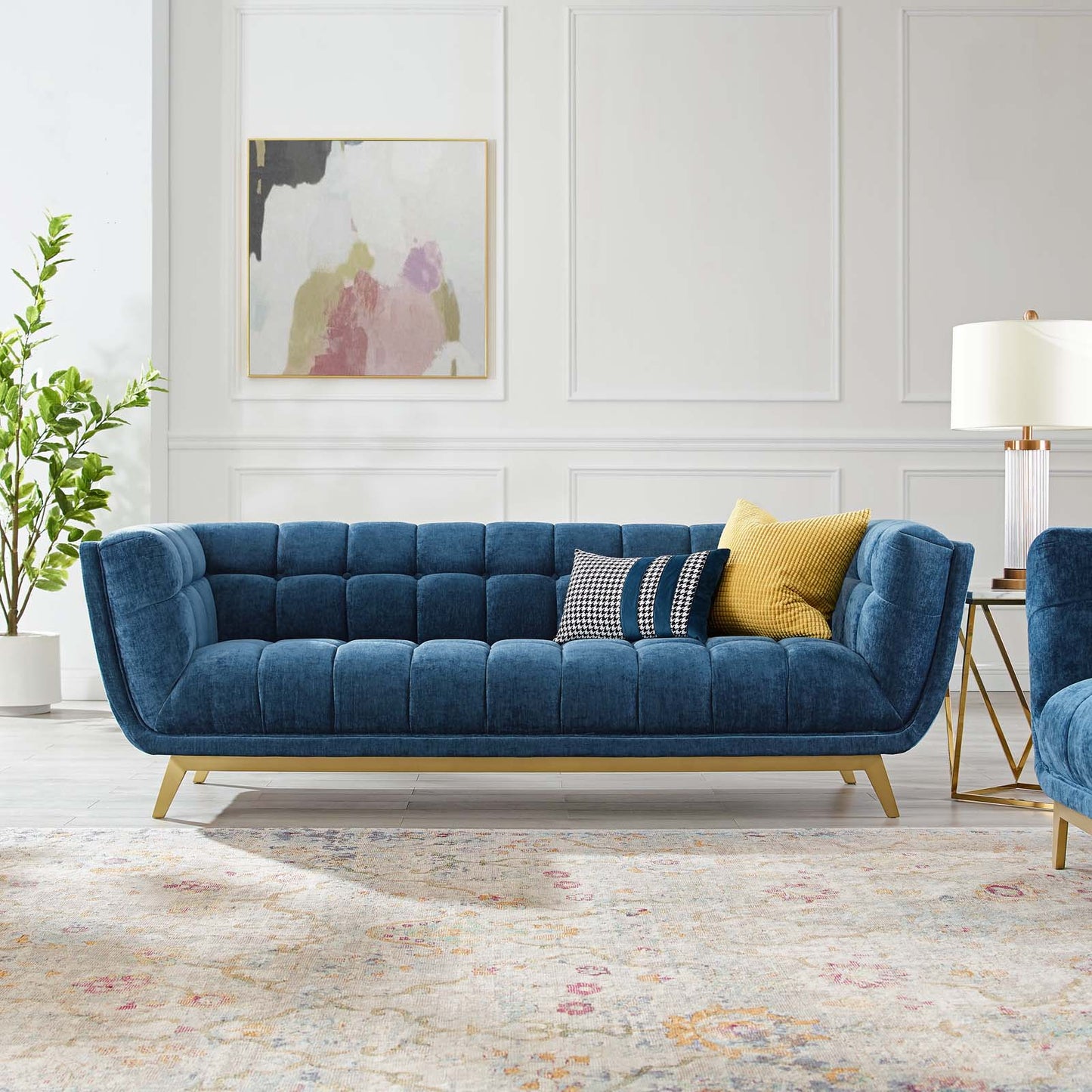 Bestow Crushed Performance Velvet Sofa, Velvet, Blue Navy, 19993