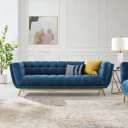 Bestow Crushed Performance Velvet Sofa, Velvet, Blue Navy, 19993