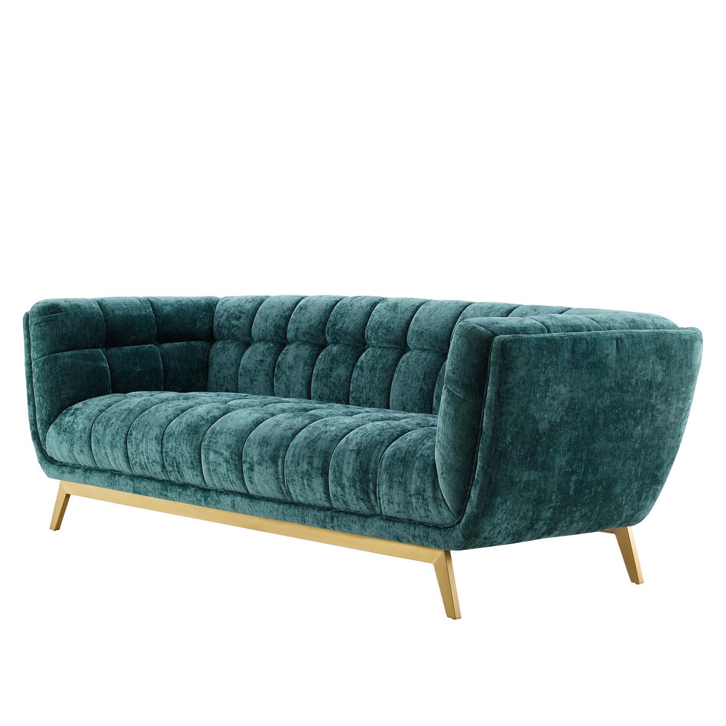 Bestow Crushed Performance Velvet Sofa, Velvet, Teal Blue, 19994