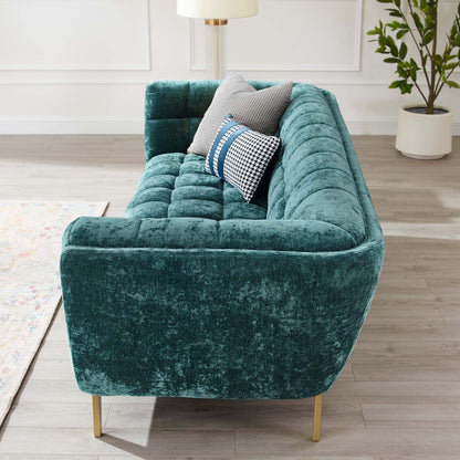 Bestow Crushed Performance Velvet Sofa, Velvet, Teal Blue, 19994