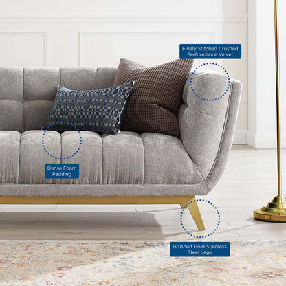 Bestow Crushed Performance Velvet Loveseat, Velvet, Light Grey Gray, 19995