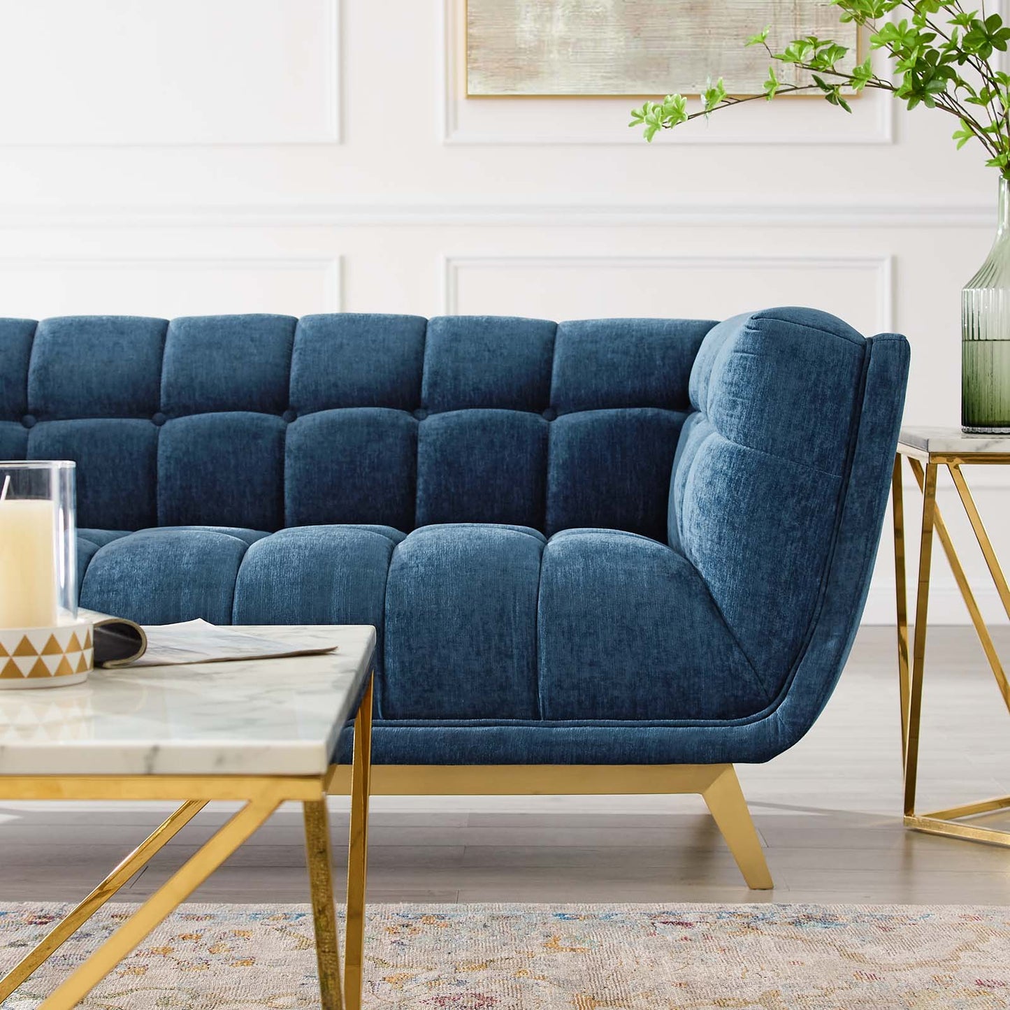 Bestow Crushed Performance Velvet Loveseat, Velvet, Blue Navy, 19996