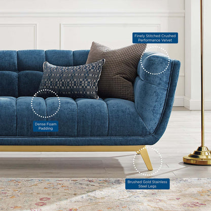 Bestow Crushed Performance Velvet Loveseat, Velvet, Blue Navy, 19996