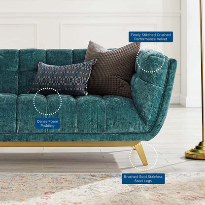 Bestow Crushed Performance Velvet Loveseat, Velvet, Teal Blue, 19997