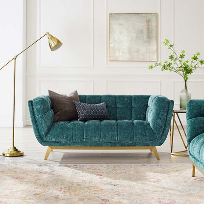 Bestow Crushed Performance Velvet Loveseat, Velvet, Teal Blue, 19997
