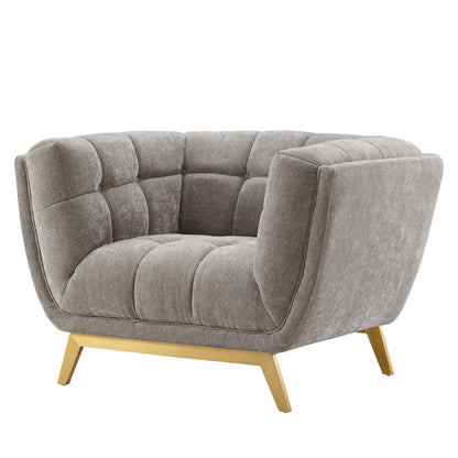 Bestow Crushed Performance Velvet Armchair, Velvet, Light Grey Gray, 19998