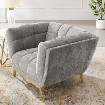 Bestow Crushed Performance Velvet Armchair, Velvet, Light Grey Gray, 19998