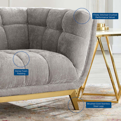 Bestow Crushed Performance Velvet Armchair, Velvet, Light Grey Gray, 19998