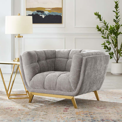 Bestow Crushed Performance Velvet Armchair, Velvet, Light Grey Gray, 19998