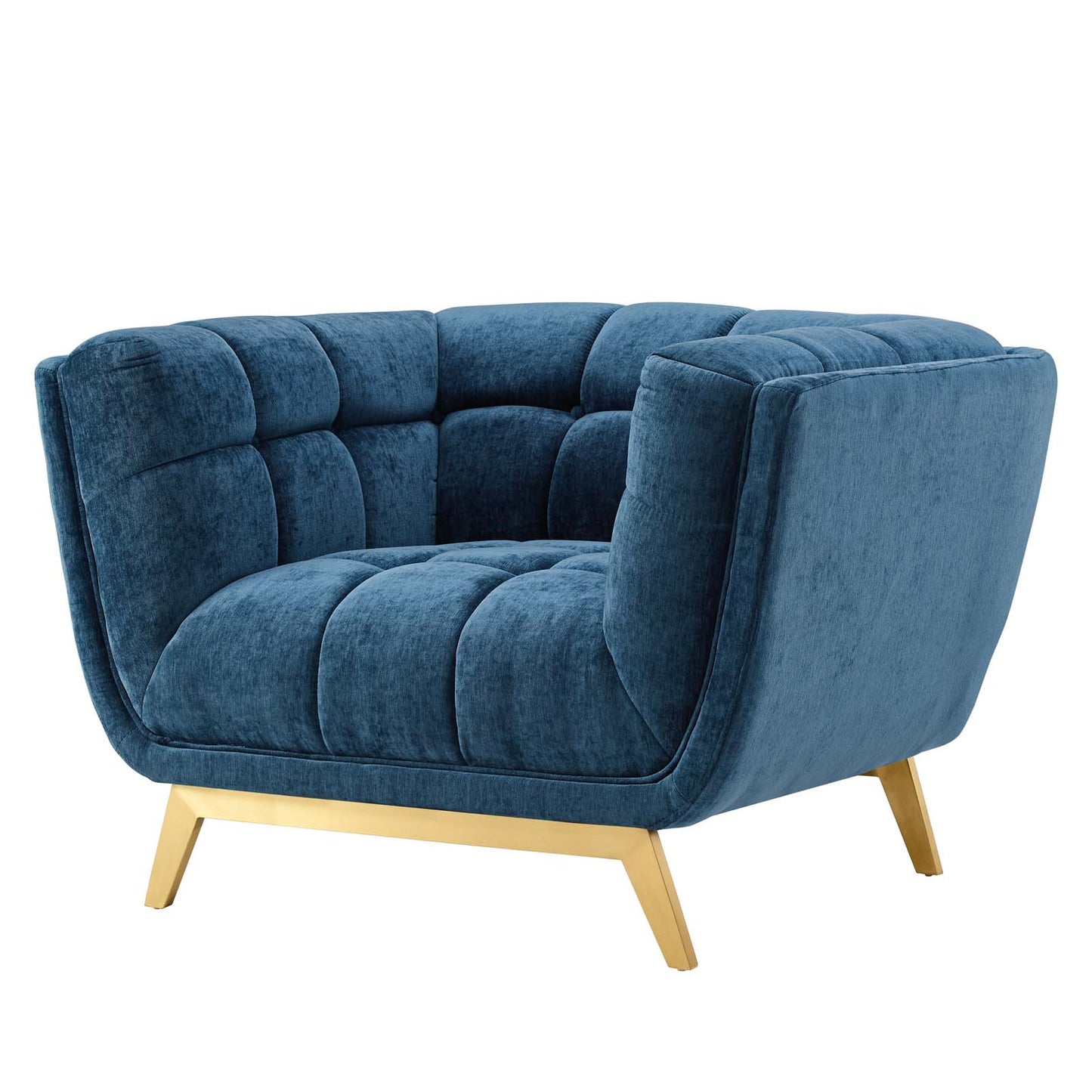 Bestow Crushed Performance Velvet Armchair, Velvet, Blue Navy, 19999