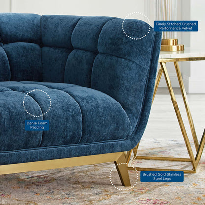 Bestow Crushed Performance Velvet Armchair, Velvet, Blue Navy, 19999