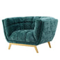 Bestow Crushed Performance Velvet Armchair, Velvet, Teal Blue, 20000