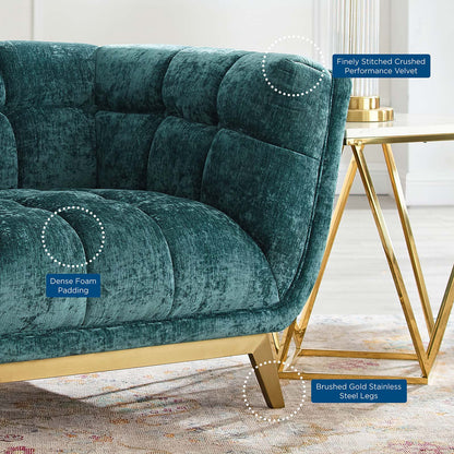 Bestow Crushed Performance Velvet Armchair, Velvet, Teal Blue, 20000