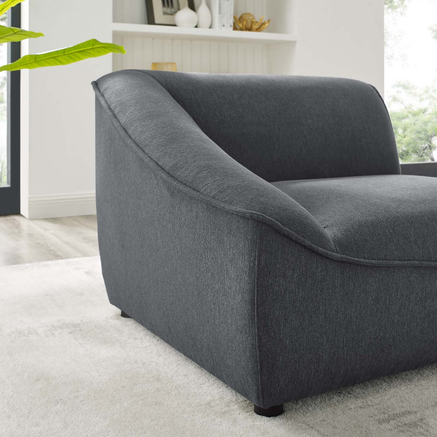 Comprise Left-Arm Sectional Sofa Chair, Fabric, Dark Grey Gray, 20001