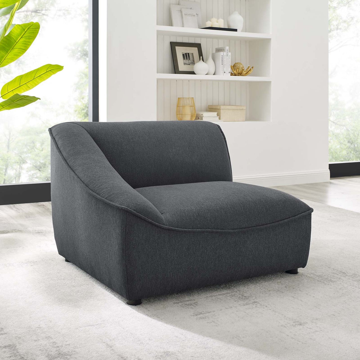 Comprise Left-Arm Sectional Sofa Chair, Fabric, Dark Grey Gray, 20001