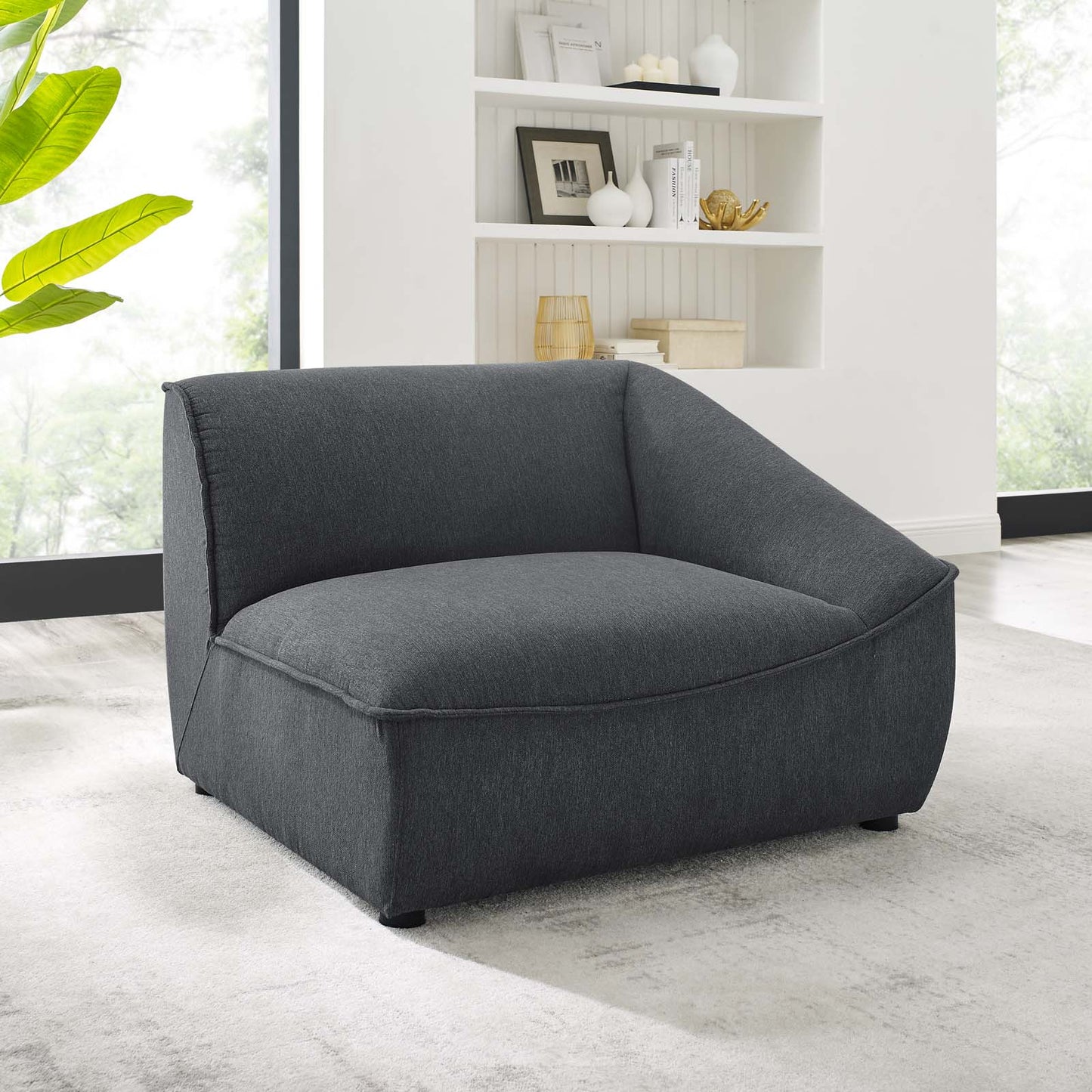 Comprise Right-Arm Sectional Sofa Chair, Fabric, Dark Grey Gray, 20004