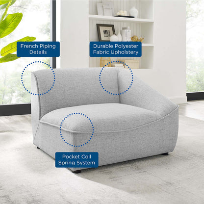 Comprise Right-Arm Sectional Sofa Chair, Fabric, Light Grey Gray, 20005