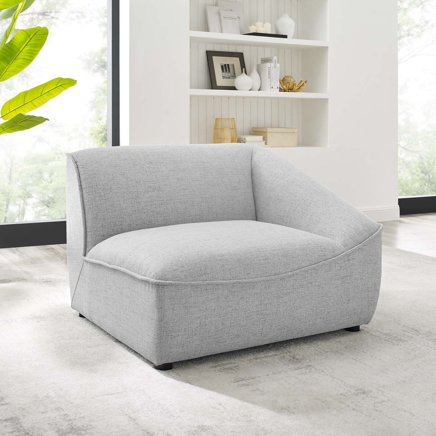 Comprise Right-Arm Sectional Sofa Chair, Fabric, Light Grey Gray, 20005