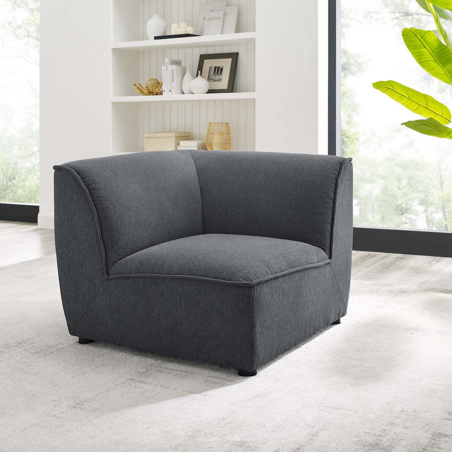 Comprise Corner Sectional Sofa Chair, Fabric, Dark Grey Gray, 20007